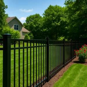 Aluminum Fence Installed In Camas Black aluminum fence installed in the backyard of a home in Camas, Wa.