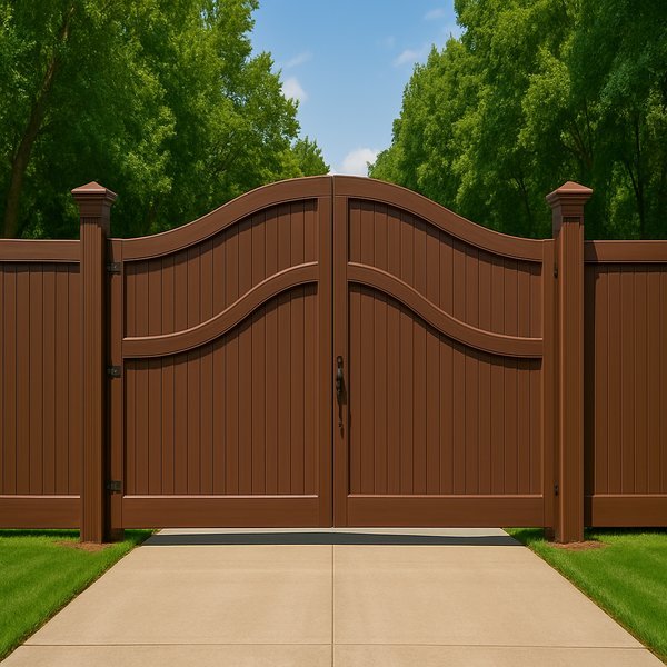Brown Vinyl Gate Installed Camas